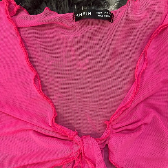 Pink Ruffled Tie-Front Top - Picture 2 of 3